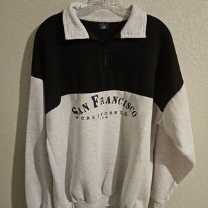 San Francisco California Men's Black and Gray Zip-Up Sweater